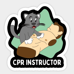 Cat Practicing First Aid Funny CPR Instructor Gift Sticker